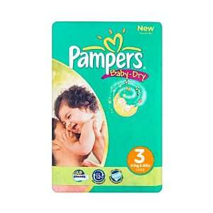 Pampers Nappies Baby Dry Size 3 Midi 60s Economy Pack  