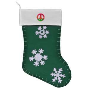  Felt Christmas Stocking Green Neon Peace Symbol 