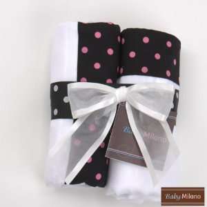  Burp Cloth Set   Black with Pink Dots Design by Baby 