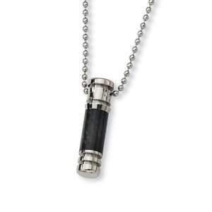  Stainless Steel Carbon Fiber Cylinder Necklace Jewelry