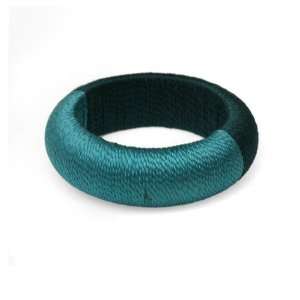  Handcrafted Bangle Wood/thread Pale Blue/teal Everything 