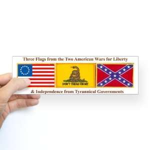  Three Flags Flag Bumper Sticker by  Arts, Crafts 
