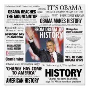    Obama From Dream to History Headline Poster