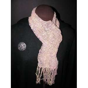  Soft Pinks and Yellows, Handwoven Cotton Womens Scarf 