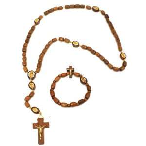  Guadalupe Solid Wood Rosary with Decade Bracelet  Made in 