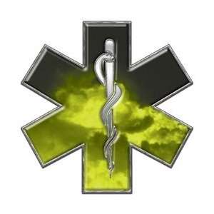  Star of Life EMT EMS Fire Yellow 6 Reflective Decal 