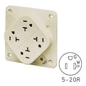   Quadplex®Receptacle, 20a, 125v, Ivory, Wire Leads