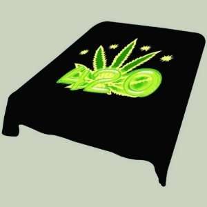  Black and Green 420 Marijuana Leaf Soft Plush Mink Blanket 