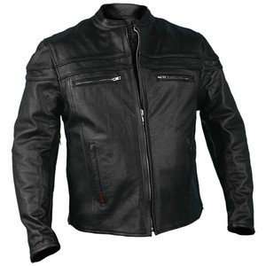   Leather Motorcycle Jacket with Double Piping & Air Vents Automotive