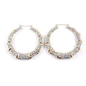  Basketball Wives POParazzi Paved Bamboo Earrings SILVER 