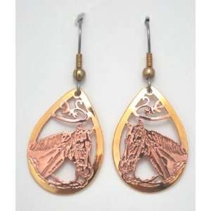  Copper & Gold Horsehead Earrings Jewelry