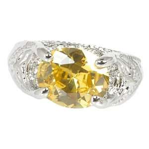  Yellow CZ Cocktail Ring Jewelry