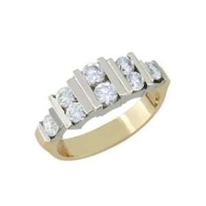     size 12.50 14K Gold Eight Stone Full Carat Diamond Ring Jewelry