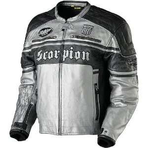  Scorpion All In Leather Motorcyle Jacket Siver   XLarge 