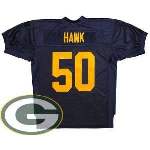 Green Bay Packers #50 A.J. Hawk Jersey Authentic Football Blue Jerseys 