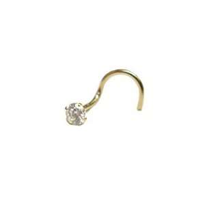  14KT Gold Nose Screw Ring 3mm CZ 20G FREE Nose Ring 