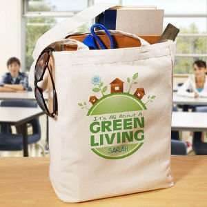  Green Living Personalized Canvas Reusable Tote Bag 
