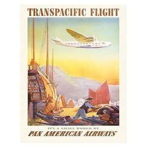   Poster Pan American Airways Transpacific Flight 12 inch by 18 inch