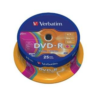 Verbatim DVD R 4.7Gb 16x Spindle 25 Multi Colour No 43732 recordable 
