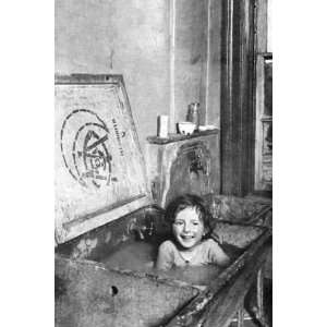  Child Bathes in Sink by Unknown 12x18