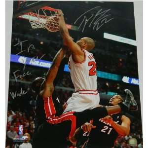  Taj Gibson Autographed/Hand Signed Bulls Dunk Over Wade 