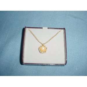 Goldtone Filigree Flower Pendant with Slmulated Pearl by 