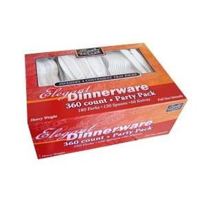  360 Ct Party Pack   White Disposable Plastic Silverware 