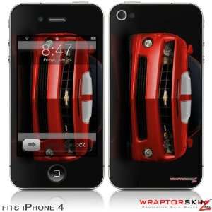 iPhone 4 Skin   2010 Chevy Camaro Victory Red   White Stripes on Black 