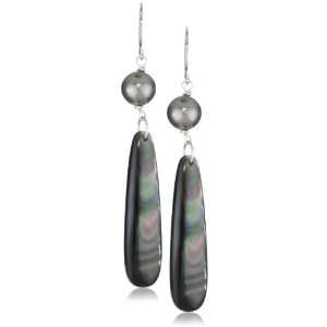  Sterling Silver Semi Round Tahitian Cultured Pearl with 