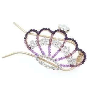    Czech Rhinestone 2 Prong Hair Stick Fork Crown Purple Beauty