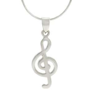  Sterling Silver Treble Clef Necklace Jewelry