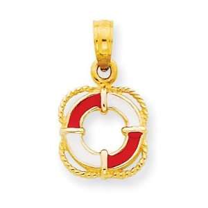  Lifesaver Ring Pendant in 14k Yellow Gold Jewelry