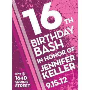  Grunge Fest Pink Birthday Invitations
