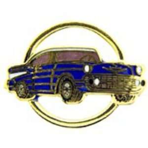  1957 Chevrolet Car In Circle Pin Blue 1 Arts, Crafts 