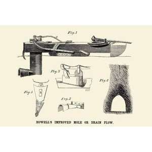  Howells Improved Mole or Drain Plow   16x24 Giclee Fine 