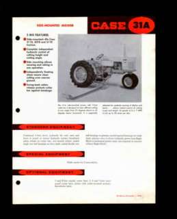 Case 31A Mower Specs Brochure 1958 w 300 Tractor  