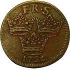 elf Sweden 1 Ore 1726 Copper Frederick I