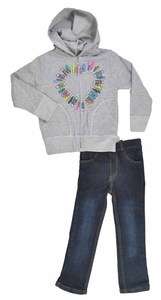 Coney island Toddler Girls 2Pc Gray Hoodie & Jeans Pant Set Size 2T 3T 