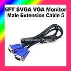 5FT SVGA VGA Monitor M/M Male To Male Extension Cable USB5