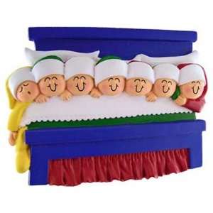  3699 Family of 7 In Bed Personalized Christmas Ornament 