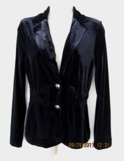 Notations Ladies Long Sleeves Black Velvet Blazer Tailored Fitted 