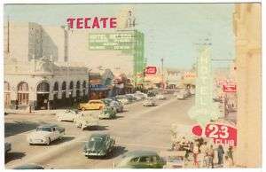 MEXICO 1960 Postcard Main Street Curio Shops Tijuana  