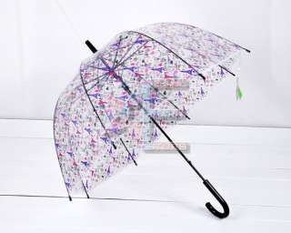 Clear Transparent Dome Birdcage Rain Sun Umbrella with cute pattern