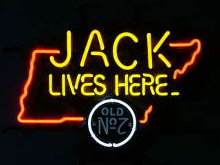 JACK DANIELS JACK LIVES HERE TENNESSEE BEER BAR PUB NEON LIGHT SIGN 