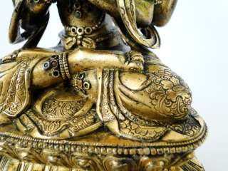 FINE Antique 18th C. Chinese Tibetan Gilt Bronze Stone Inlay Multi 