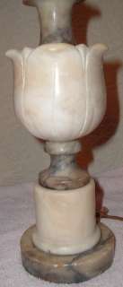 Pair Antique/Vintage Carved Marble/Alabaster/Stone Lamps  