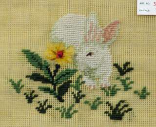   WORKED NEEDLEPOINT CANVAS TAPESTRIES (RABBITS) BY POMAN (#0844)  