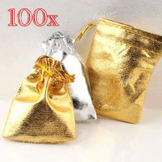 100pcs Wholesale Silvery & Golden Organza Jewelry Gift Bags Pouch 