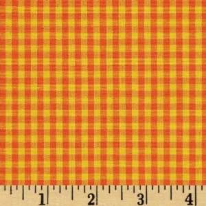  50 Wide Stretch Cotton Gingham Orange/Yellow Fabric By 