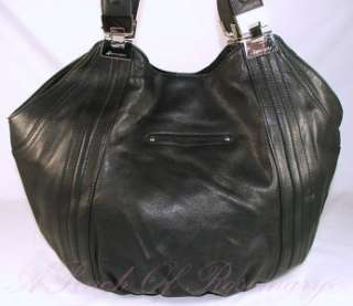 Makowsky Phoenix N/S Leather Tote Purse Bag Black  